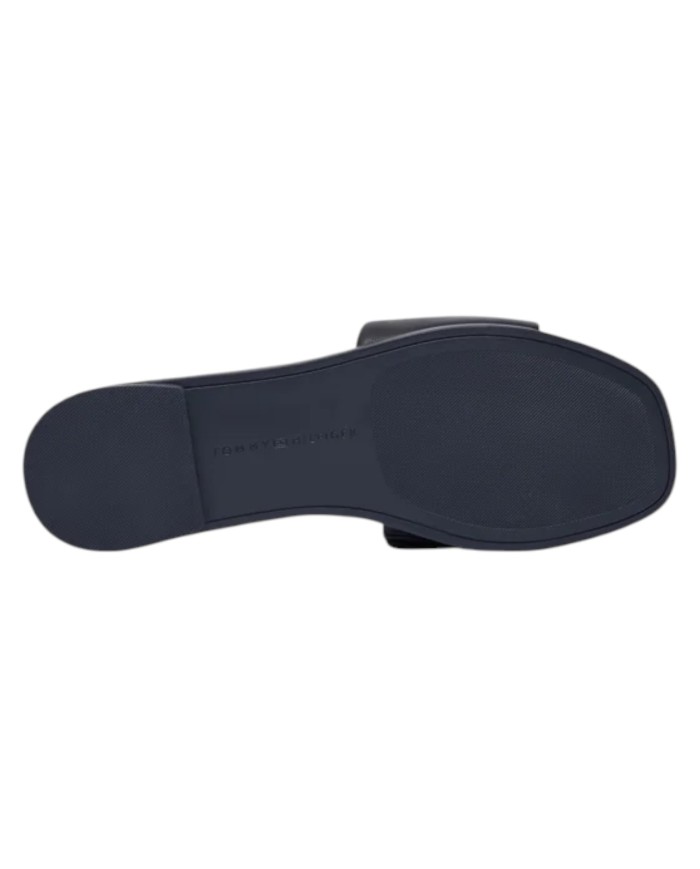 Ciabatta Donna Tommy Hilfiger Con Fascia e monogramma TH Logo Hardware Mule Leather Space Blue