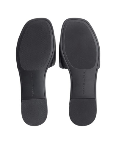 Ciabatta Donna Tommy Hilfiger Con Fascia e monogramma TH Logo Hardware Mule Leather Space Black