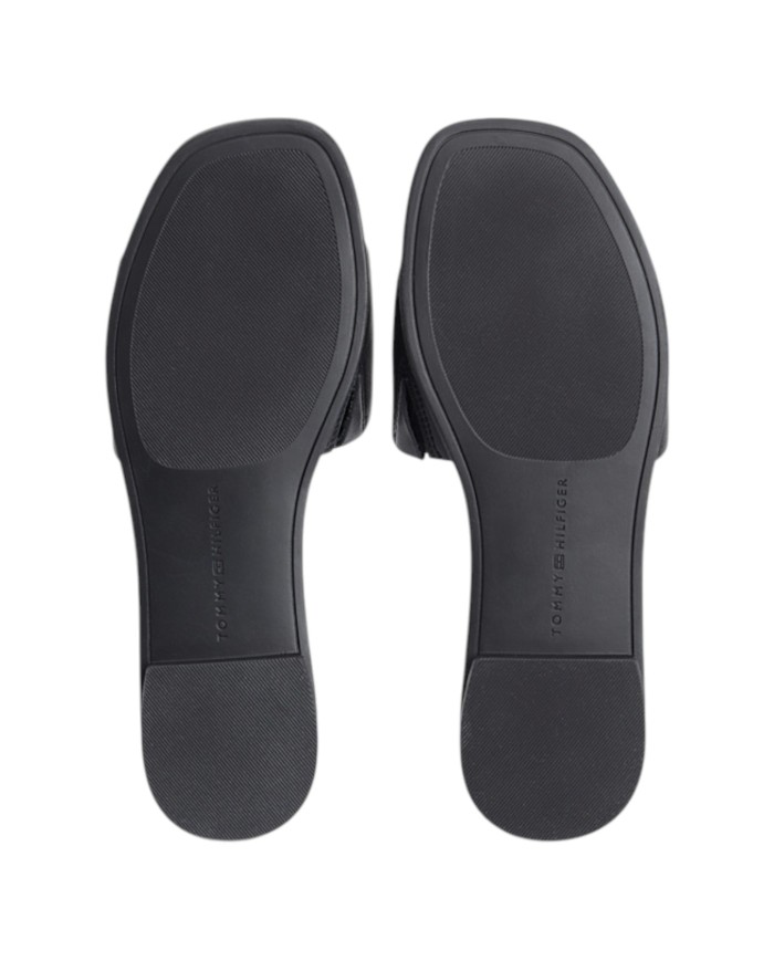 Ciabatta Donna Tommy Hilfiger Con Fascia e monogramma TH Logo Hardware Mule Leather Space Black