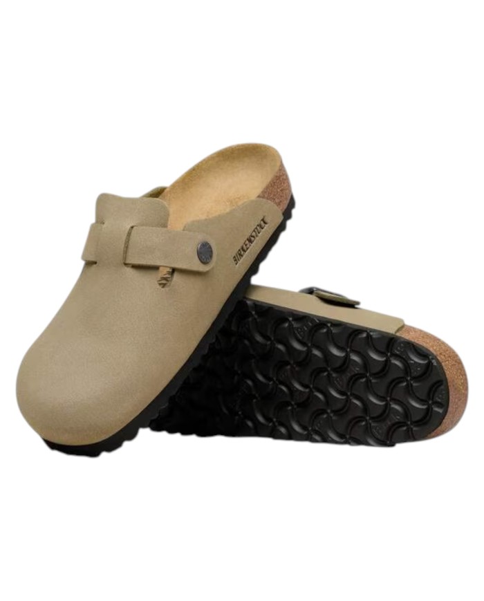Sandalo Uomo Unisex Donna Birkenstock Birko Flor Boston Syn 2.0 Nubuck Faded Khaki