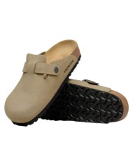 Sandalo Uomo Unisex Donna Birkenstock Birko Flor Boston Syn 2.0 Nubuck Faded Khaki