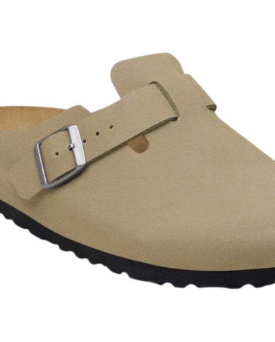 Sandalo Uomo Unisex Donna Birkenstock Birko Flor Boston Syn 2.0 Nubuck Faded Khaki
