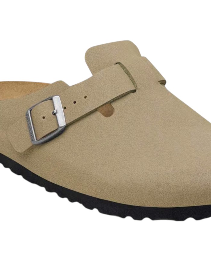 Sandalo Uomo Unisex Donna Birkenstock Birko Flor Boston Syn 2.0 Nubuck Faded Khaki