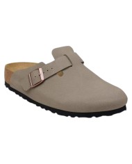 Sandalo Donna Unisex Uomo Birkenstock Birko Flor Boston Syn 2.0 Nubuck Stone Grigio Pietra