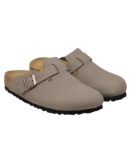 Sandalo Donna Unisex Uomo Birkenstock Birko Flor Boston Syn 2.0 Nubuck Stone Grigio Pietra