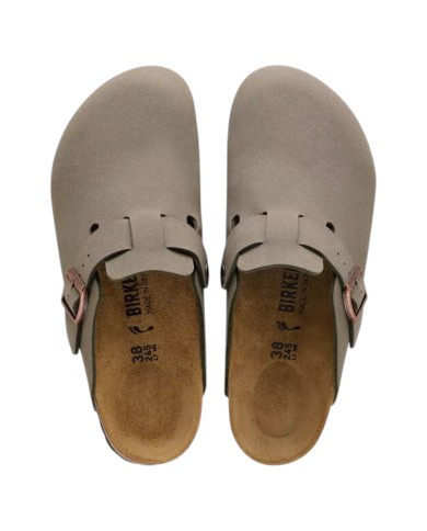 Sandalo Donna Unisex Uomo Birkenstock Birko Flor Boston Syn 2.0 Nubuck Stone Grigio Pietra