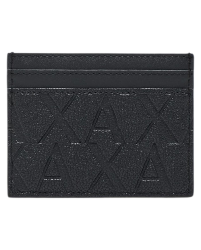 Portacarte Armani Exchange Uomo A X Embossed Logo Leather Black