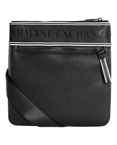 Borsello Uomo Armani Exchange Stripes Line Logo Leather Black