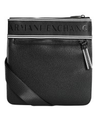 Borsello Uomo Armani Exchange Stripes Line Logo Leather Black