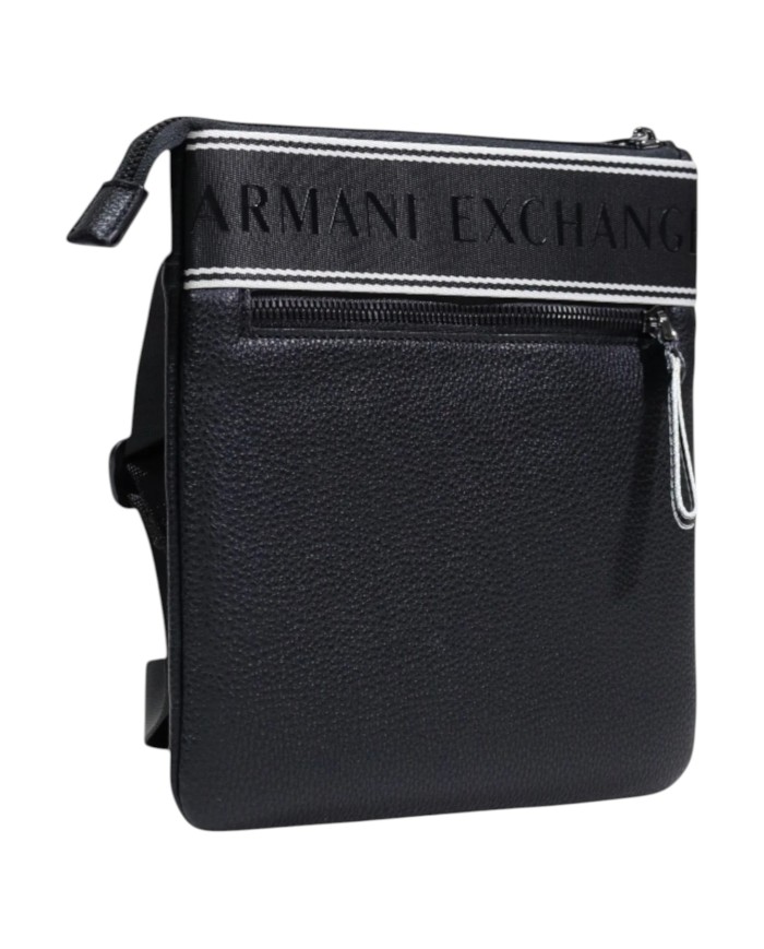Borsello Uomo Armani Exchange Stripes Line Logo Leather Black
