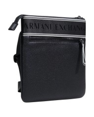 Borsello Uomo Armani Exchange Stripes Line Logo Leather Black