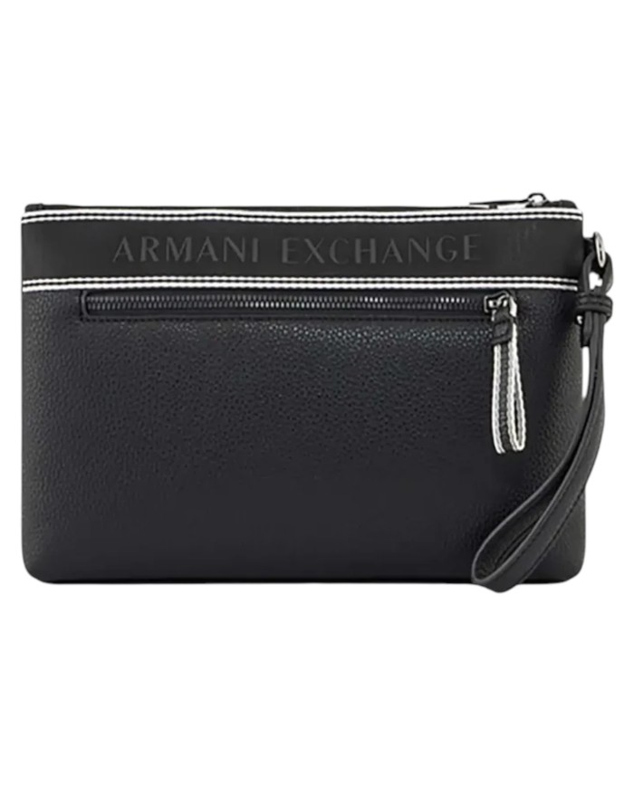 Pochette Uomo Armani Exchange Stripes Line Logo Leather Black