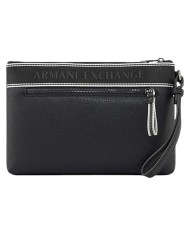 Pochette Uomo Armani Exchange Stripes Line Logo Leather Black