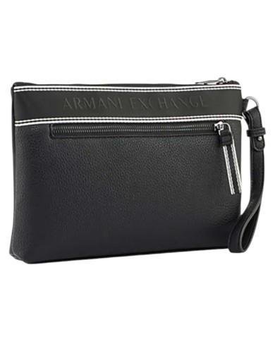Pochette Uomo Armani Exchange Stripes Line Logo Leather Black