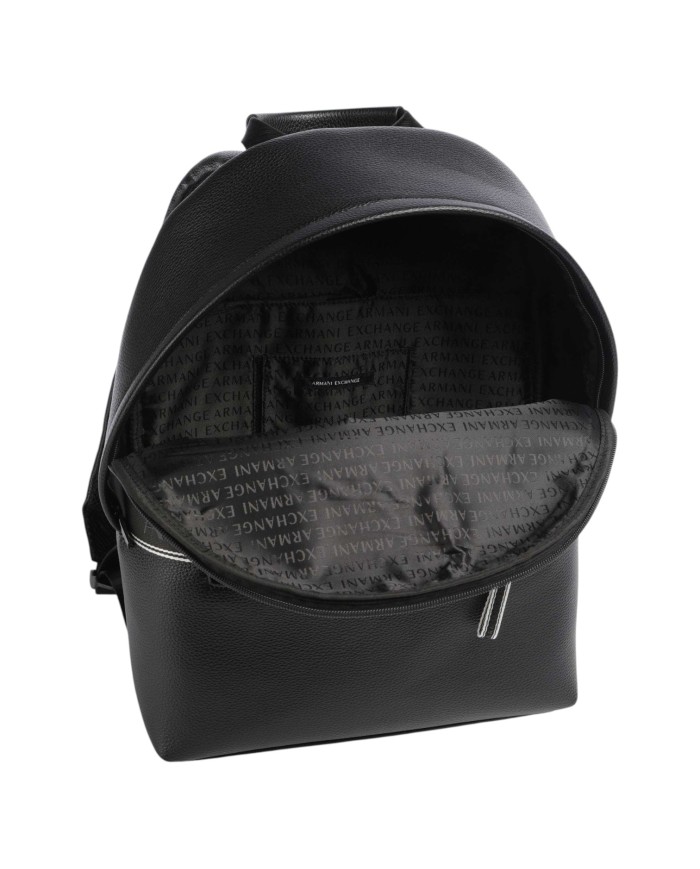 Zaino Uomo Armani Exchange Stripes Logo Leather Black
