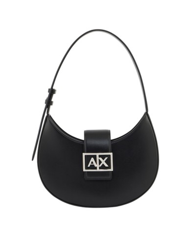 Borsa Donna Armani Exchange Hobo A X Metal Logo Leather Black