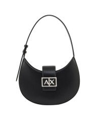 Borsa Donna Armani Exchange Hobo A X Metal Logo Leather Black