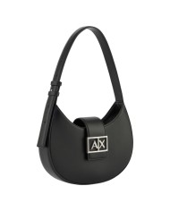 Borsa Donna Armani Exchange Hobo A X Metal Logo Leather Black