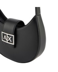 Borsa Donna Armani Exchange Hobo A X Metal Logo Leather Black