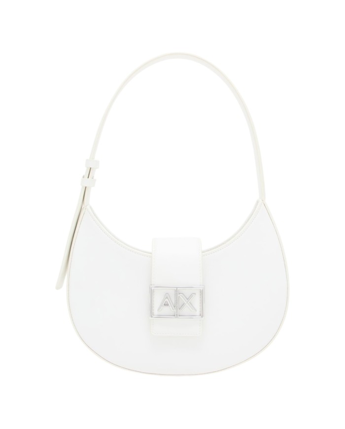 Borsa Donna Armani Exchange Hobo A X Metal Logo Leather White