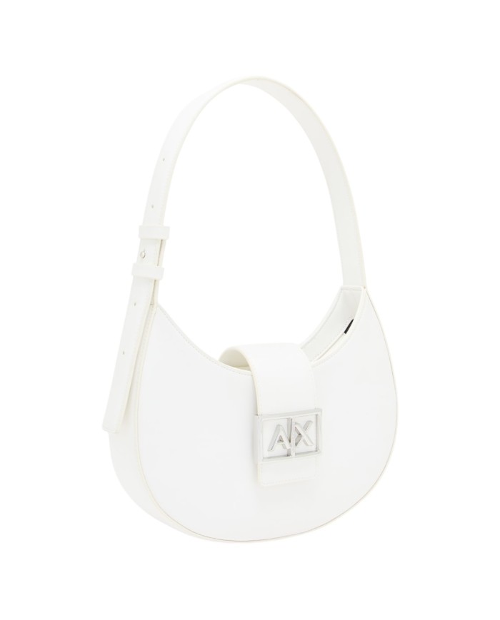Borsa Donna Armani Exchange Hobo A X Metal Logo Leather White
