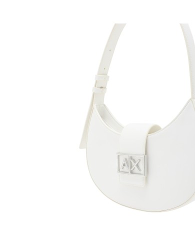 Borsa Donna Armani Exchange Hobo A X Metal Logo Leather White