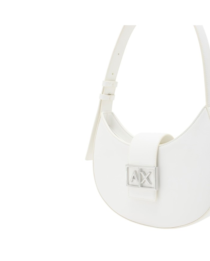 Borsa Donna Armani Exchange Hobo A X Metal Logo Leather White