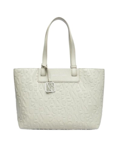 Shopper Donna Armani Exchange Con Tracolla Embossed Logo Leather White