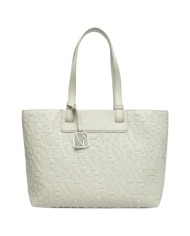 Shopper Donna Armani Exchange Con Tracolla Embossed Logo Leather White