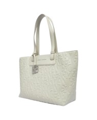 Shopper Donna Armani Exchange Con Tracolla Embossed Logo Leather White