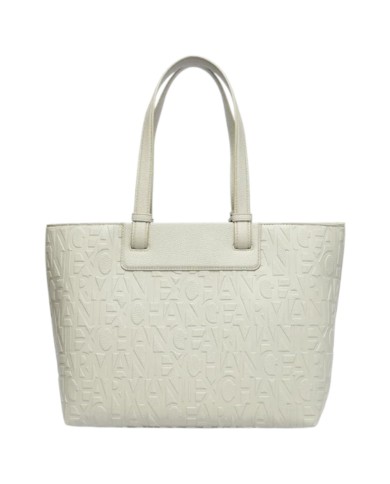 Shopper Donna Armani Exchange Con Tracolla Embossed Logo Leather White