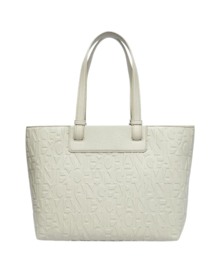 Shopper Donna Armani Exchange Con Tracolla Embossed Logo Leather White