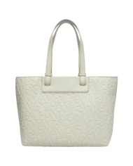 Shopper Donna Armani Exchange Con Tracolla Embossed Logo Leather White