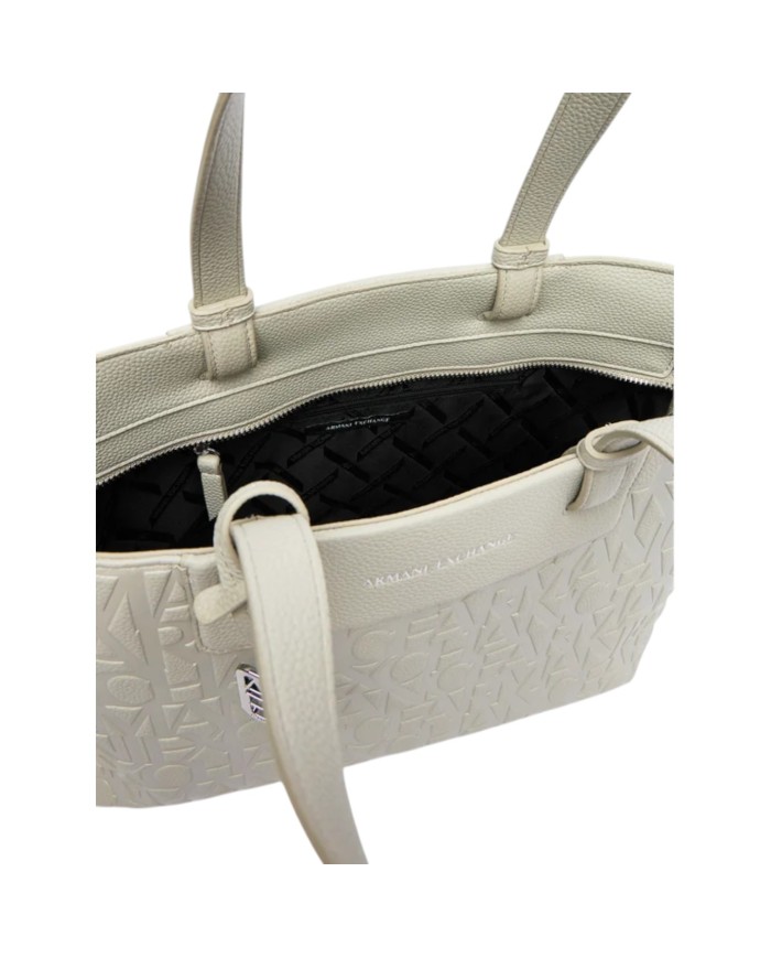 Shopper Donna Armani Exchange Con Tracolla Embossed Logo Leather White