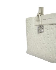 Shopper Donna Armani Exchange Con Tracolla Embossed Logo Leather White