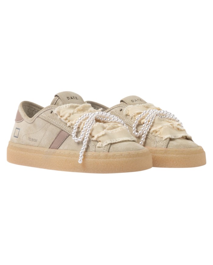 Sneakers D.a.t.e. Donna Tender Bow Suede Beige