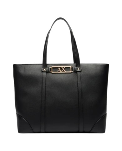 Shopper Donna Armani Exchange Fibbia Logo Leather Black
