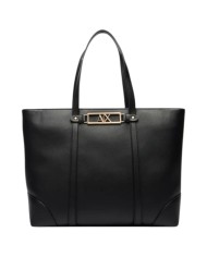 Shopper Donna Armani Exchange Fibbia Logo Leather Black
