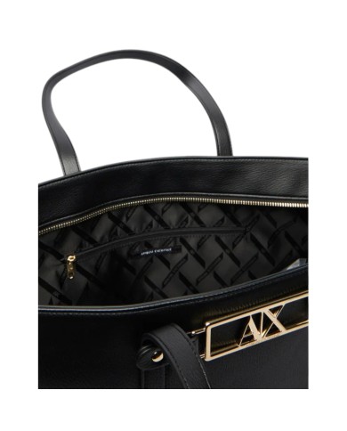 Shopper Donna Armani Exchange Fibbia Logo Leather Black