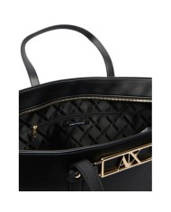 Shopper Donna Armani Exchange Fibbia Logo Leather Black
