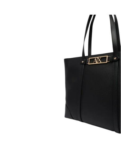 Shopper Donna Armani Exchange Fibbia Logo Leather Black
