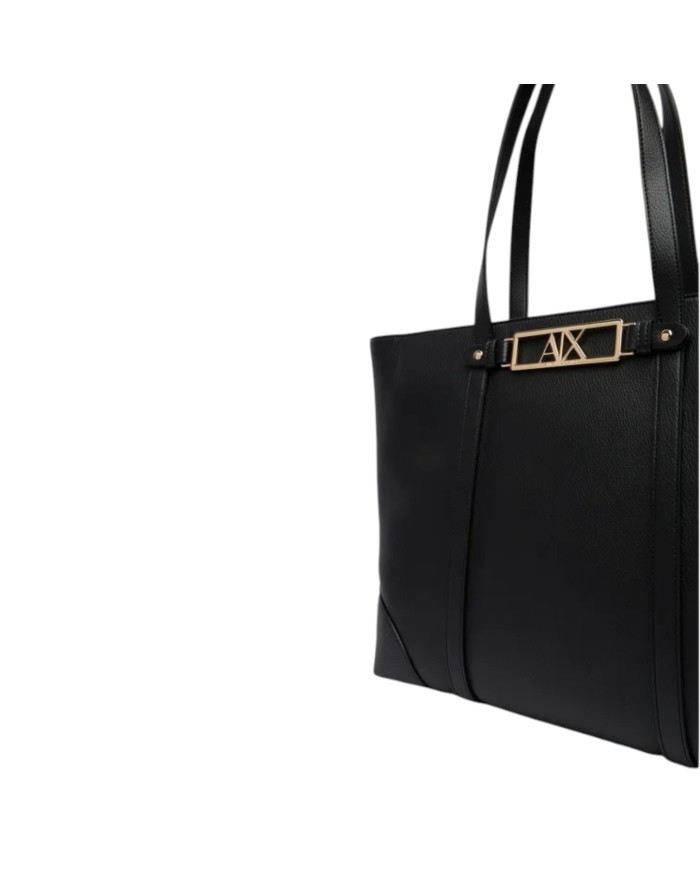 Shopper Donna Armani Exchange Fibbia Logo Leather Black