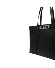 Shopper Donna Armani Exchange Fibbia Logo Leather Black