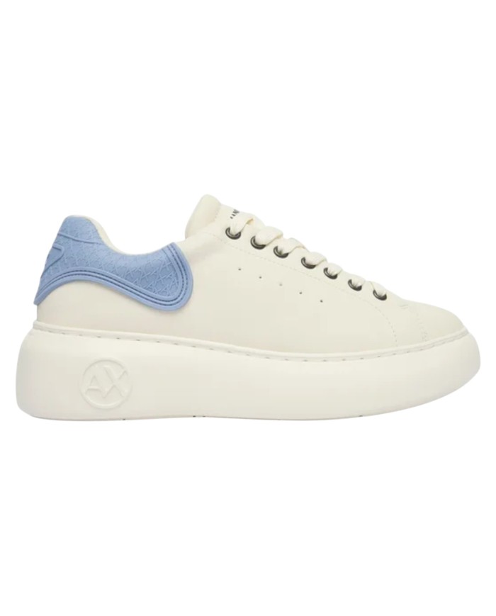 Sneakers Armani Exchange Donna Chunky Leather Off White Sky Blue