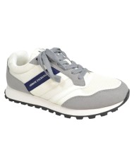 Sneakers Uomo Armani Exchange Stripes Logo Suede Leather White Grey
