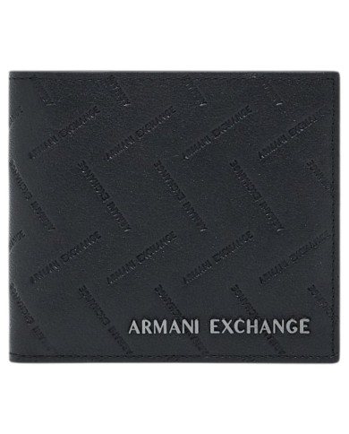 Portafoglio Armani Exchange Uomo Logo Impresso Portamonete Leather Black