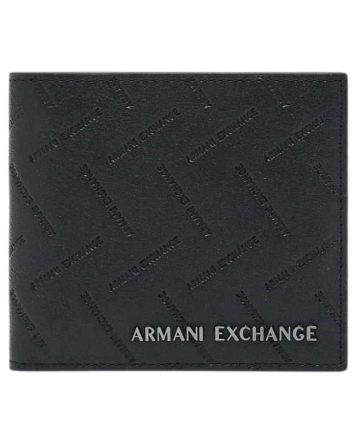 Portafoglio Armani Exchange Uomo Logo Impresso Portamonete Leather Black