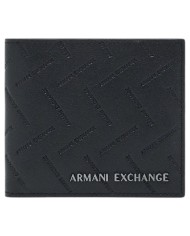 Portafoglio Armani Exchange Uomo Logo Impresso Portamonete Leather Black