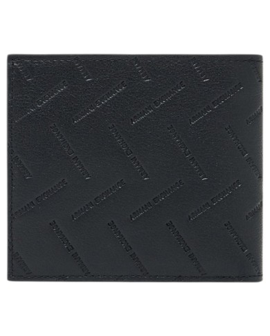 Portafoglio Armani Exchange Uomo Logo Impresso Portamonete Leather Black