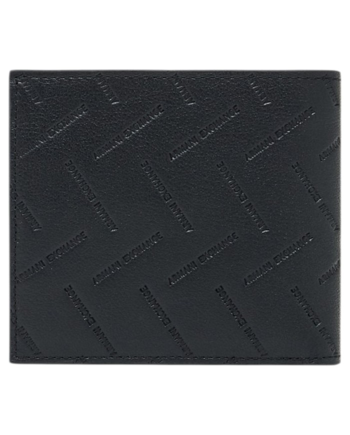 Portafoglio Armani Exchange Uomo Logo Impresso Portamonete Leather Black